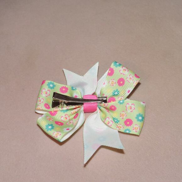 Floral Print Grosgrain Ribbon Bow Hair Accessories Clip Lot - Picture 4 of 4